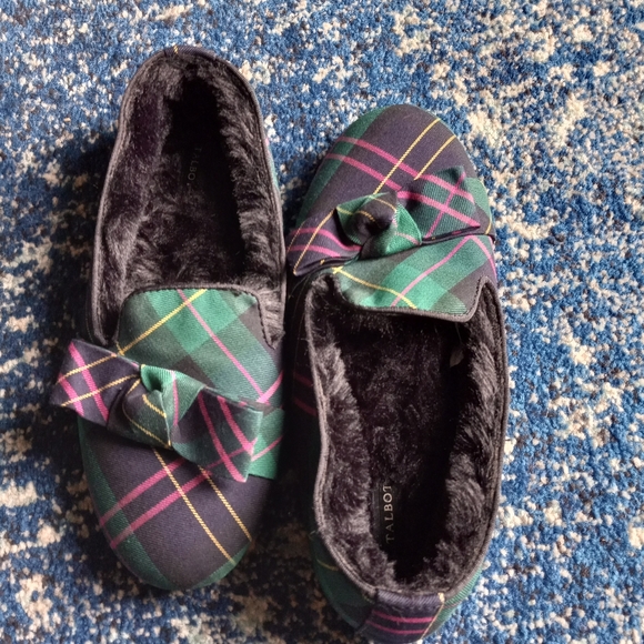 Women's TALBOTS Fireside Bow Slippers in Tartan Plaid Size 7 M - Picture 3 of 5